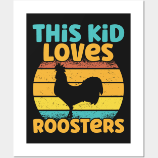 Kids This Kid Loves Roosters - Chicken lover design Posters and Art